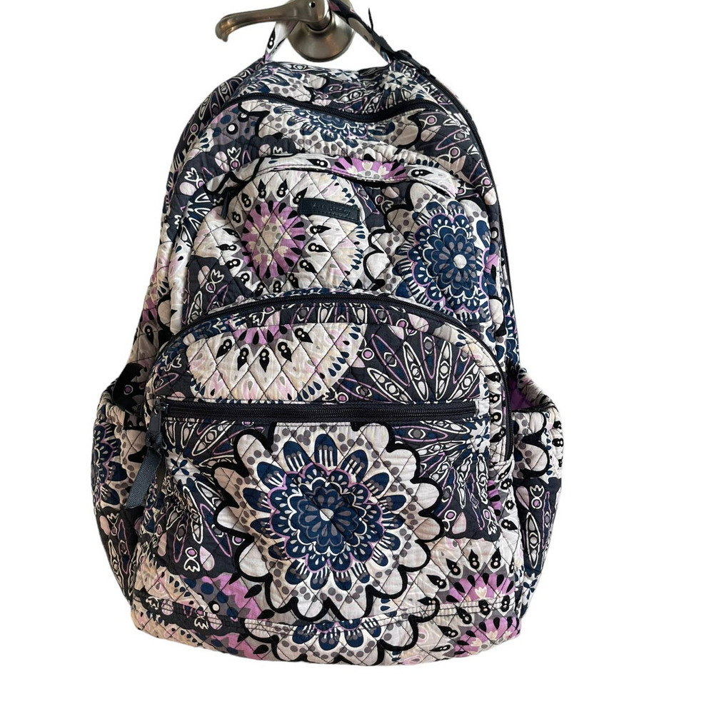 Vera Bradley Essential Backpack Large Mimosa Medallion Purple Blue Gray Print